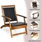 Costway 2PCS Patio Folding Rattan Lounge Chair Wood Frame Retractable Footrest